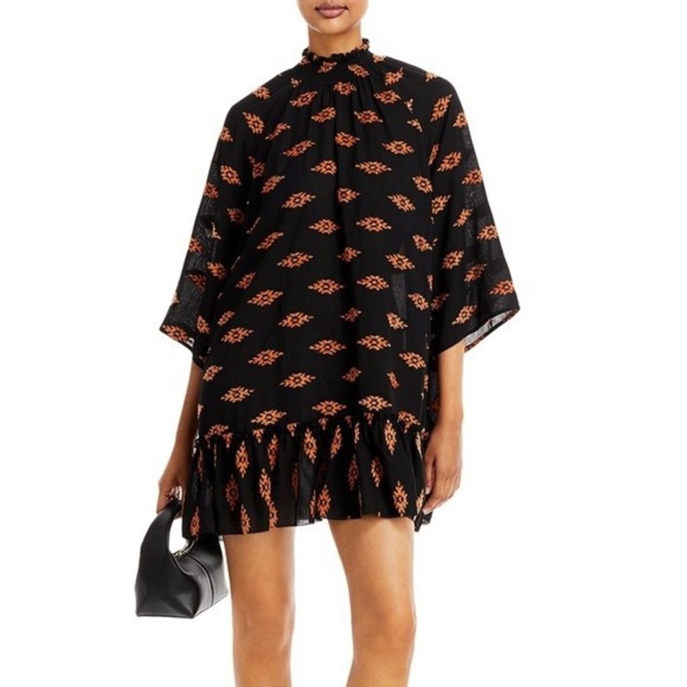 RHODE Marika Tent Dress Womens Black Orange XS